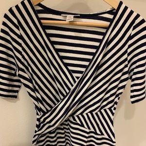 Striped Cross Front Maternity Shirt